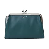 アニエスベー agnes b. 財布 がま口 長財布 ロングウォレット ロゴ レザー 革 小銭入れあり ボーダー PAW07-03 (グリーン)
