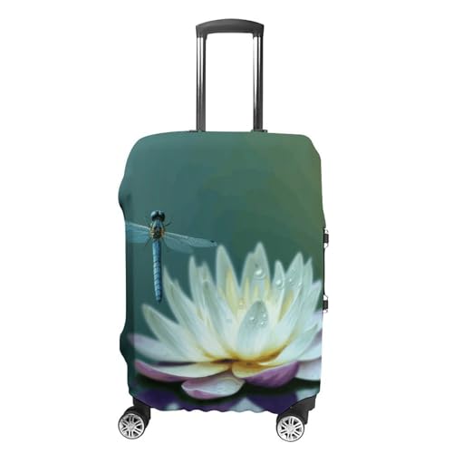 Dragonfly with Water Lily Luggage Cover Dustproof Travel Suitcase Cover Elastic Suitcase Protector XL Luggage Sleeves Fit 19-32 Inch Luggage，XL
