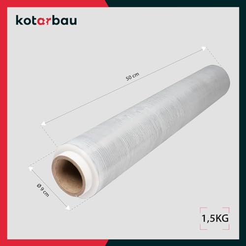 KOTARBAU® 6 Rollen Wickelfolie Stretchfolie 1,5 kg | L: 285 m B: 50 cm | Strechfolienrolle Transparent Stretchfolie Folie Verpackungsfolie transparent Umzugsfolie für Möbel Packfolien Stretch Film