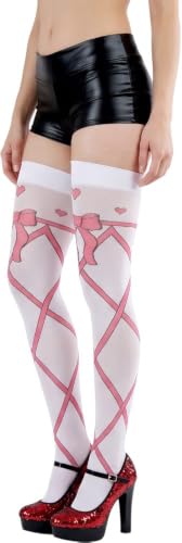 Image of ToBeInStyle Women's Cute Romantic Love Heart Print Thigh High Stockings