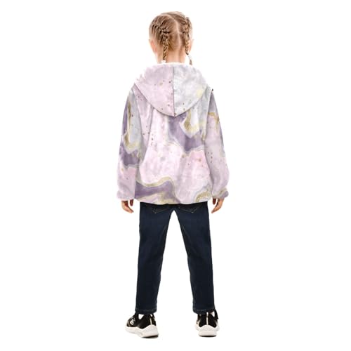 OTVEE Pink Purple Marble Texture Kids Hoodie Jacket Fall Spring Full Zip Warm Outwear Coat4