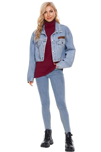 Image of TAIPOVE Cotton Fleece Lined Turtleneck Top for Women Long Sleeve Mock Turtle Neck Lightweight Sweater Thermal Underwear Shirt