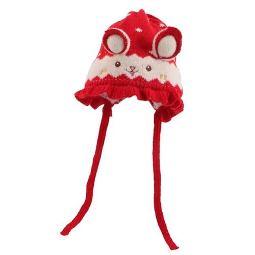 FRCOLOR Knitting Hat with Rabbit Ears Warm Knit Beanie for Boys and Cute Ear Protection Design Winter Accessory for Newborns Red