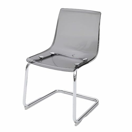 Sillas de comedor de acrílico transparente, silla de cocina moderna estilo fantasma con patas de metal plateado, asiento de plástico elegante para bodas, restaurantes, banquetes (gris)