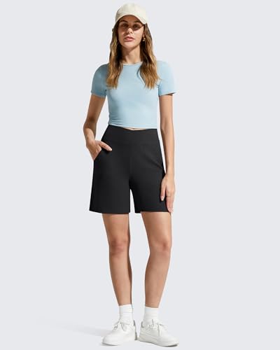 Image of G4Free Evergoing Athletic Shorts for Women with Pockets 6 inch /14 inch Cross Waist