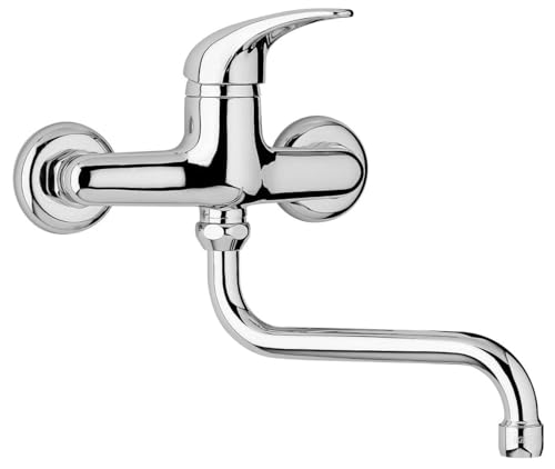 Kiamami Valentina - KVSTORE ROBINET MITIGEUR MURAL POUR EVIER DE CUISINE OU LAVOIR SERIE MINERVA - CHROMÉ