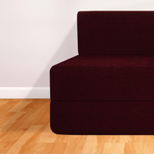 Image of CELLBELL Comfy Sofa Cum Bed 4x6 Feet | Foldable Dual Use Couch Bed with Soft Cushions, Washable Fabric Cover & Sturdy Frame | Space Saving Modern Design for Living Room, Bedroom & Guest Use (Maroon)