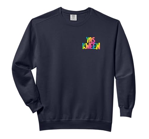 Yas Kween City Shirt Rainbow Yas Queen Left Chest Comfort Colors Adult Sweatshirt