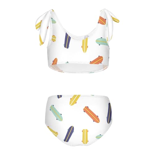 Girls Cool Skateboard Pattern Swimsuit Two Pieces Bikini Set Bathing Suits Swimwear Crop Top Swimsuit Set2