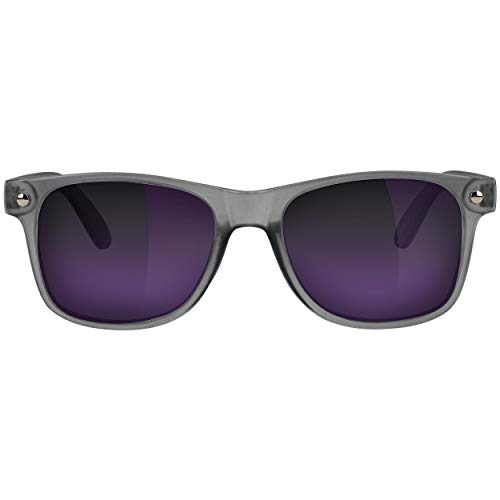 Men's Polarized Leonard Rectangle Sunglasses 100% UV Protected Matte Dark Grey Purple Mirror2