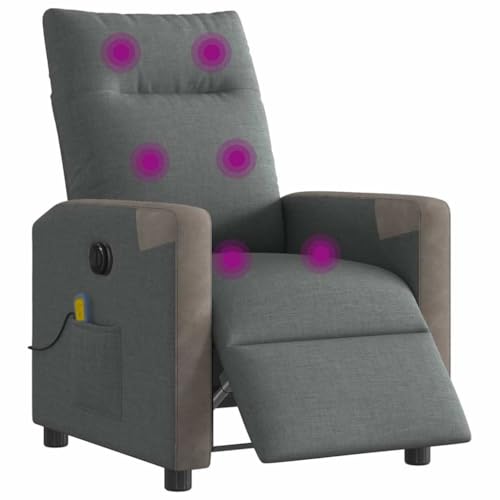 Genérico Sillón reclinable de Masaje eléctrico Tela Gris Oscuro,Mobiliario,Sillas,Sillones,Gris,22.6 kg,3324086