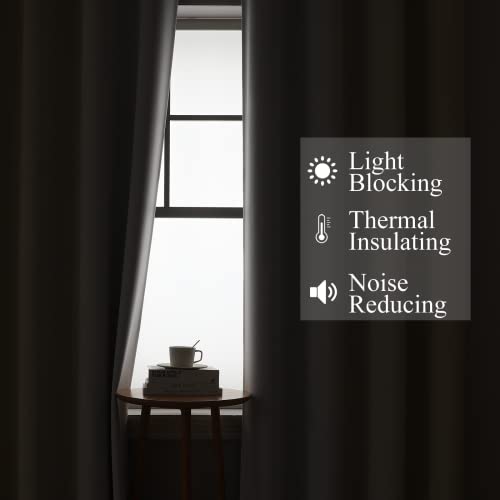 Estelar Textiler Beige and Greyish White Blackout Curtains 102 Inches Long for Bedroom, Thermal Insulated Full Room Darkening Grommet Gradient Drapes for Living Room, 52Wx102L, 2 Panels