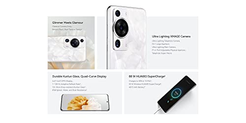 HUAWEI P60 Pro SmartPhone + Free HUAWEI Watch GT3, 6.67'' LTPO Display, Kunlun Glass, 12GB RAM + 512GB ROM, 88W SuperCharge, 4815 mAh Battery, Ultra Lighting Xmage Camera, Rococo Pearl, (MONA-L29DK)