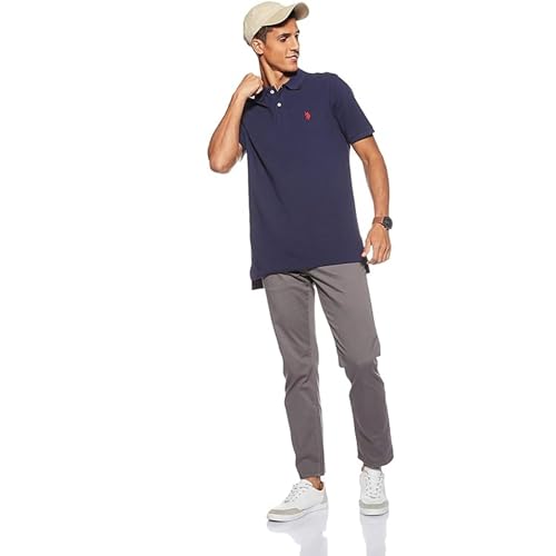 U.S. Polo Assn. Men's Classic Polo Shirt, Two-Button Closure Pique Polo Shirt, Summer Fashion Golf Shirt