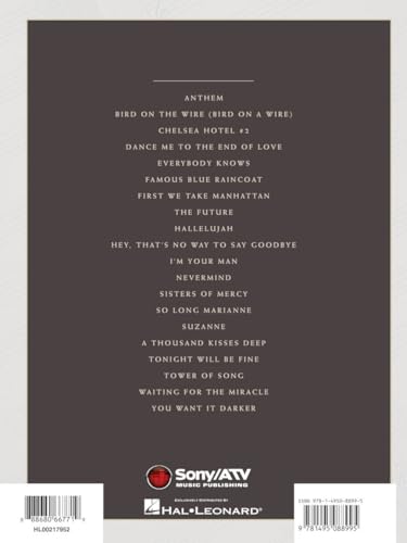 Leonard Cohen: Sheet Music Collection from 1967 to 2016 for Piano Vocal Guitar | Classic Songbook | Music Arrangements for Intermediate Players | Composer Anthology for Cohen Fans - Image 2