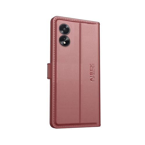 Image of AIBEX Compatible for Oppo A18 4G / Oppo A38 4G Flip Cover Leather Finish | Inside TPU with Card Pockets | Wallet Stand | Complete Protection Flip Case - Brown