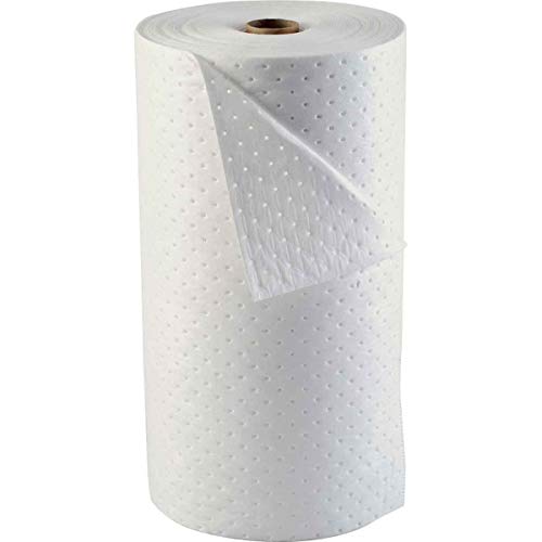 Image of Brady OP30-DP 30 inch x 150' Premium Heavy Weight Oil Only Absorbent Roll with Strong, Low Linting Fine Fiber Cover and Easy to Tear Vertical and Horizontal Perforations, white