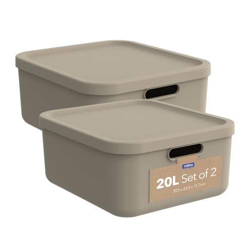 Rotho Albula Aufbewahrungsbox mit Deckel 2er-Set 20 L stapelbare...