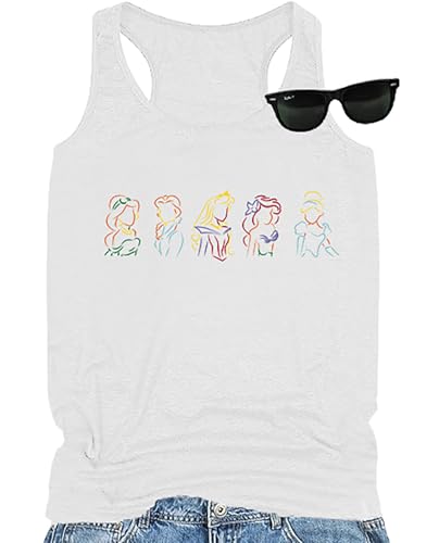 AMWIPE Magical Tank Tops for Women Magic Princess Shirt Magic Kingdom Graphic Tshirt Holiday Sleeveless Tee Tops