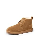 DREAM PAIRS Women's Ankle Winter Boots Genuine Suede Leather Faux Fur Lace Up Snow Warm Comfort Cozy Short Booties FuzzyGo Women's Cozy,Size 10,Chestnut,SDSB2406W