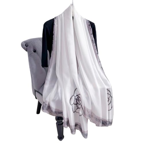 Image of MALINA Women's Polyester Silk Satin Stole Scarf - Soft Lightweight Fashion Wrap, Elegant Floral & Gradient Design, summer stole,Scarf For Women,Premium Stole,Large Size 180x90 cm'