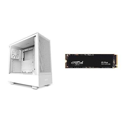 【セット買い】NZXT H5 Flow ミドルタワー PCケース White CC-H51FW-01 CS8550 & Crucial(クルーシャル) P3plus 1TB 3D NAND NVMe PCIe4.0 M.2 SSD 最大5000MB/秒 C