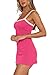 MISSJOY Summer Dresses for Women 2025 Sexy Scoop Neck Sleeveless Ribbed Slim Fit Bodycon Color Block Tank Top Mini Dress Hot Pink XS