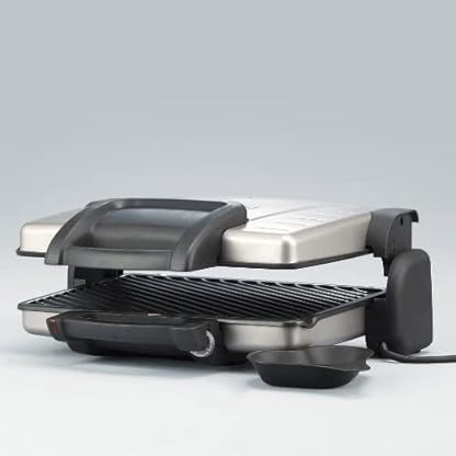 SEVERIN Kontaktgrill für Sandwiches, Steak und als Panini Grill, aufklappbar, antihaftbeschichteter Sandwich Maker für fettfreies Grillen, 1.800 W, metallic/schwarz, KG 2389 – Bild 3
