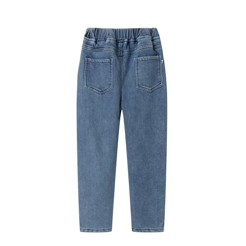 LittleSpring Boys Winter Jeans Fleece Lined Drawstring Warm Thickening Denim Pants2