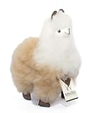 Real Alpaca Natural Fur Toy – Soft and Cuddly Handcrafted Alpaca Fur Toys, Sourced Fur from Peru, (9 inches, Beige & White)