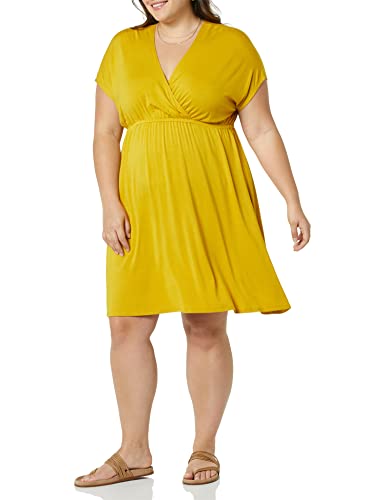 Amazon Essentials Vestido Cruzado (Disponible en Tallas Grandes) Mujer, Amarillo Dorado Oscuro, S