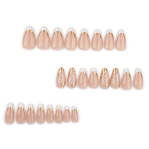 24 Pcs Press on Nails French Tip Nails Fake Nails Full Cover Acrylic Nails for Women and Girls Nail Salon Art DIY, 17