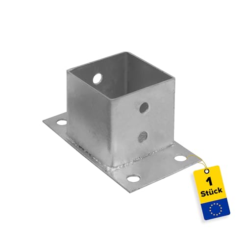 GRUNDLINE - Aufschraubhülse 70x70 - Bodenhülsen für Holzpfosten - Pfostenträger aufschrauben - Bodenhülse mit Ankerplatte - Anker - Pfostenschuh feuerverzinkt - Stützenfuß - Holzverbinder