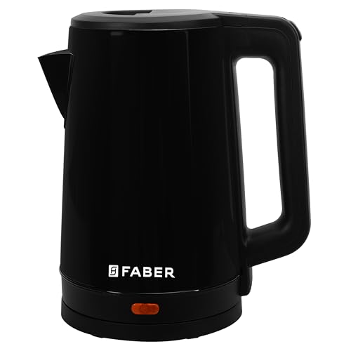 Image of Faber Electric Water Kettle| 1.8L| 1500W| 3x Protection - Auto Off, Dry Boil, Overheating| SS Body| Wide Mouth| 360 Swivel Power Base| For Water, Tea, Coffee, Milk| FWK 1.8L TIMON BK