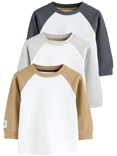 NEXT Jungen Langarmshirts mit Struktur 3er-Pack Grau 62-68