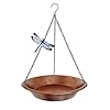 Hanging Bird Bath for Outdoor Antique Copper Metal Bird Feeder Birdbath Bowl with 17 Rust Proof Black Chains for Garden Backyard Decor