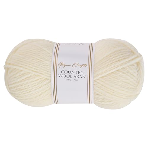 Utopia Crafts Country Wool Blend Aran Yarn for Knitting and Crochet 100g (Ivory Cream)