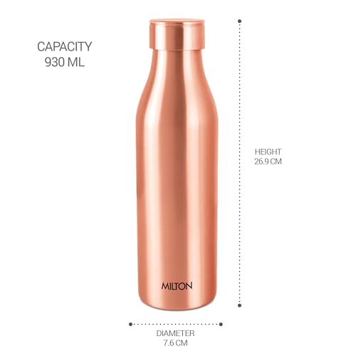 MILTON Copper Charge 1000 Water Bottle, 850 ml, 1 Piece, Copper | Leak Proof | Office | Gym | Yoga | Home | Kitchen | Hiking | Treking | Travel