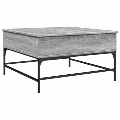 Table d'appoint de salon en bois gris sonoma et structure métal solide - 8
