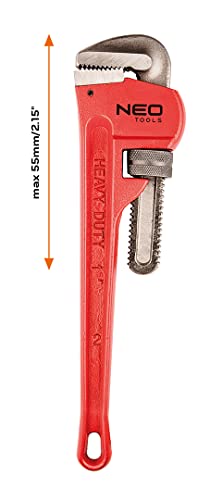 Neo Tools Stillson - Chiave Tubolare 300 Mm, Portata 55 Mm, Peso 0,94 Kg, Alloggiamento In Ghisa Sferoidale, Ganasce Forgiate, Levigate, Dentate, Meccanismo A Vite - 3