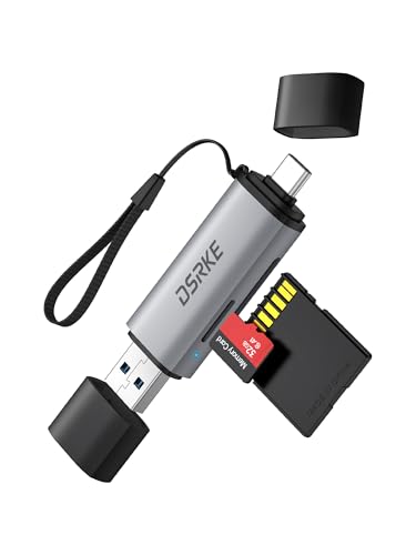 DSRKE Lector de Tarjetas SD, Adaptador SD a USB 3.0/USB C para SD/MicroSD/TFSDHC/MMC, Compatible con Galaxy S25+, iPhone 15/16/17Plus/PC/Ordinateur, Viajes y Fotógrafos Amateurs