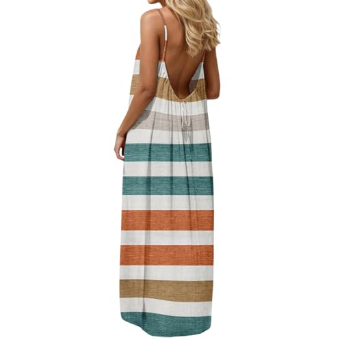 Image of HTHLVMD Backless Cami Dress Summer Dresses for Women 2026 Spaghetti Strap Dresses Womens Solid Color Backless Cami Dress