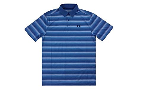 Under Armour Mens Polo Heat Gear Striped Golf Shirt (XX-Large) Blue
