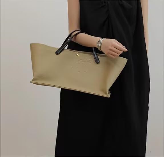 Bolso tote casual de lona con asa de cuero miniatura 5