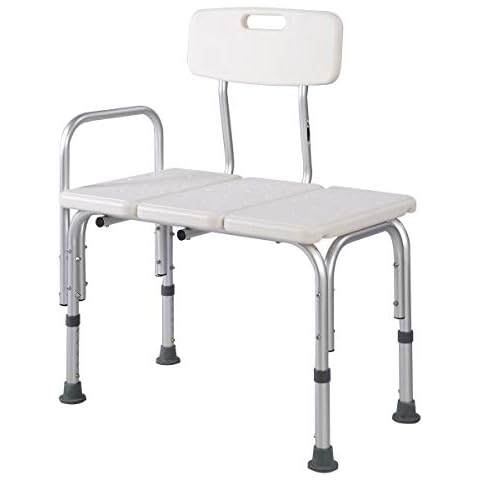 MedMobile® Bathtub Transfer Bench/Bath Chair with Back, Wide SEAT, Adjustable SEAT Height, Sure-GRIPED Legs, Lightweight, Durable, Rust-Resistant Shower Bench Cover
