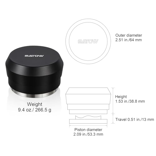 Image of MATOW Spring Loaded Palm Tamper Compatible with Breville 54mm Portafilter | 30lbs Calibrated Pressure, 53.3mm Ripple Stainless Base, Palm Handle, Consistent Tamping