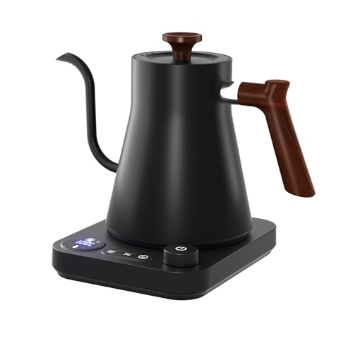 VICBINLY Electric Gooseneck Kettle, Pour Over Coffee and Tea Kettle, 0.9L Tea Kettles, 1200 Watt Quick Heating, Boil-Dry Protection, Temperature Control, Matte Black KKT90