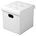 WOLTU Taburete Cubo Taburete con Caja de Almacenamiento Cofres Caja de Almacenamiento Plegable, Tapa Extraíble, con Asas, Asiento Acolchado de Imitación Cuero, 37.5 * 37.5 * 38CM, Blanco,SH15ws