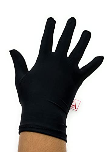 Aone Microfiber Hand Gloves Lint Free Black 2 Pairs Anti-Smear, Anti-Fingerprint Quality Check & Scratch-Free Handling for Jewellery/Diamond/Gemstone, Watch Boutique, Driver, Sun & Dust Protection