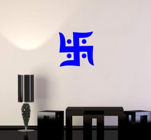 decalbazaar Swastik Simple Wall Glass Vehicle Glossy Vinyl Sticker 8 x 8 Inches Blue (Code 22.85)-Self-Adhesive